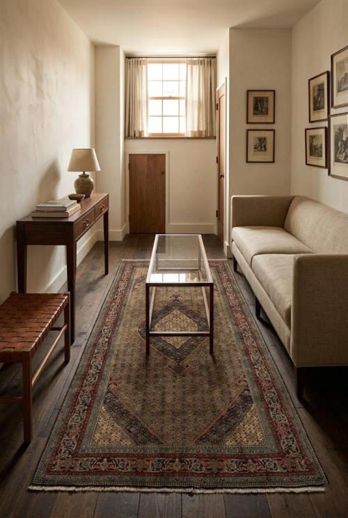 Semi Antique Light Salmon Geometric 6'x10' Ardebil Persian Rug