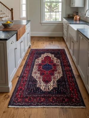 Vintage Red Geometric 4X5 Bidjar Persian Rug