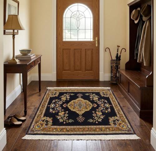Navy Blue Traditional 2'9X3'0 Kashan Persian Rug