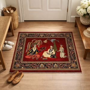 Wine Red Traditional 2'8X3'2 Kashan Persian Rug