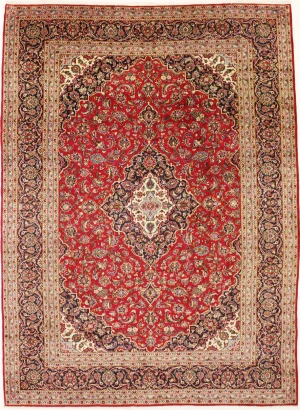 Vintage Red Traditional 10X14 Kashan Persian Rug