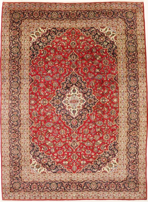 Vintage Red Traditional 10X14 Kashan Persian Rug