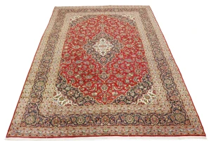Vintage Red Traditional 10X14 Kashan Persian Rug