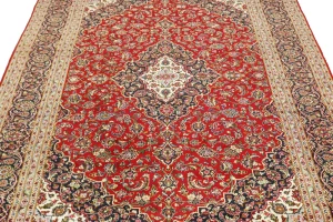 Vintage Red Traditional 10X14 Kashan Persian Rug
