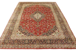 Vintage Red Traditional 10X14 Kashan Persian Rug