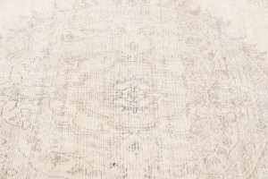 Antique Muted Cream Floral 8X11 Distressed Vintage Oriental Rug