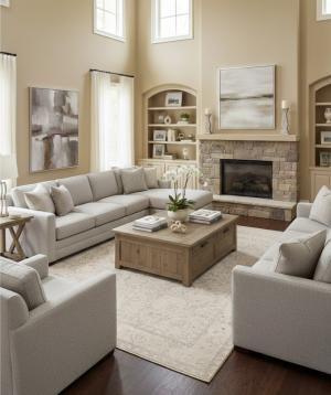 Antique Muted Beige Floral 9'9X12'4 Distressed Vintage  Oriental Rug