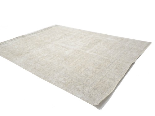 Antique Muted Beige Floral 9'2X12'5 Distressed Vintage Oriental Rug