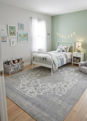 Antique Muted Cream Floral 9'4X11'8 Distressed Vintage Oriental Rug