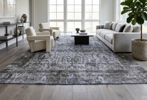 Antique Muted Gray Floral 8'2X10'5 Distressed Vintage Oriental Rug