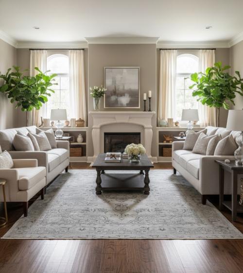 Antique Muted Tan Floral 9'6X12'7 Distressed Vintage Oriental Rug