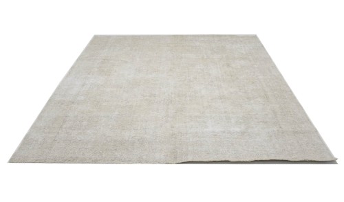 Antique Muted Beige Floral 9'2X11'6 Distressed Vintage Oriental Rug