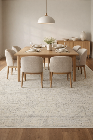 Antique Muted Beige Floral 8'7X12'5 Distressed Vintage Oriental Rug