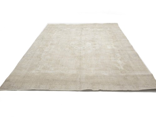 Antique Muted Beige Floral 9X12 Distressed Vintage Oriental Rug