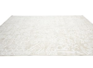 Antique Muted Beige Floral 9'6X12'3 Distressed Vintage Oriental Rug