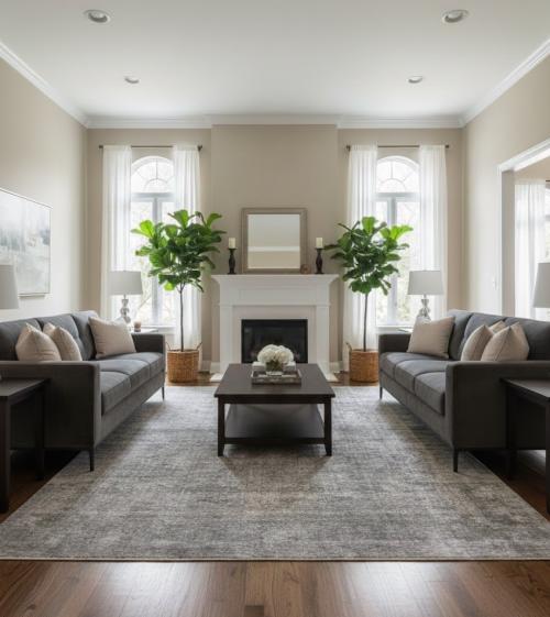 Antique Muted Gray Floral 9X11 Distressed Vintage Oriental Rug