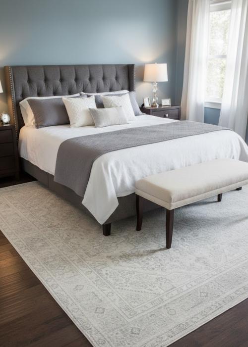 Antique Muted Beige Floral 6'4X9'5 Distressed  Vintage Oriental Rug