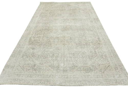 Antique Muted Beige Floral 5X8 Distressed Vintage Oriental Rug