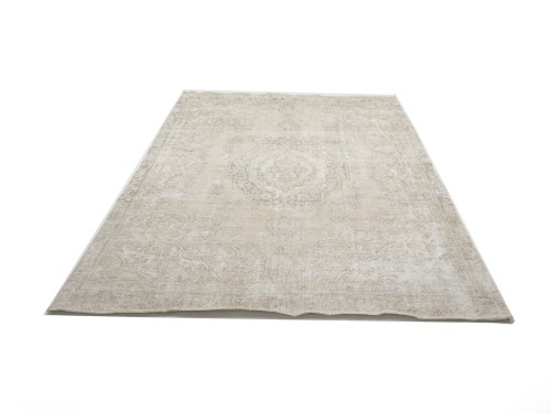 Antique Muted Beige Floral 8X11 Distressed Vintage Oriental Rug