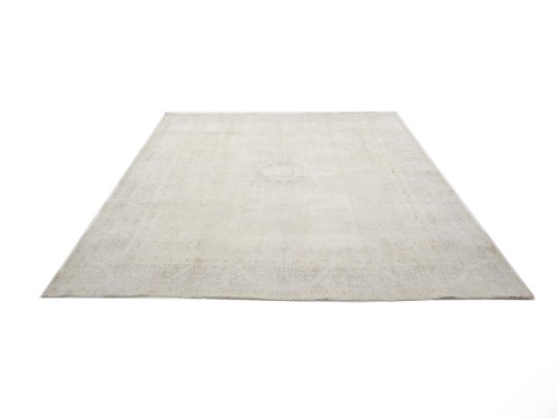 Antique Muted Beige Floral 9X11 Distressed Vintage Oriental Rug