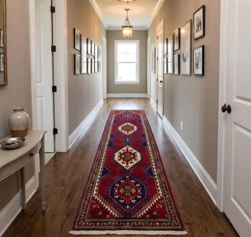 Vintage Red Tribal 4' x 13' Tabriz Persian Runner Rug