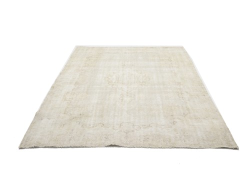 Antique Muted Beige Floral 7'9X11'6 Distressed Vintage Oriental Rug