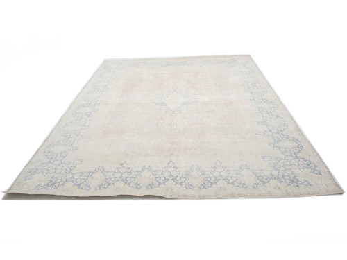 Antique Muted Peach Floral 10X13 Distressed Vintage Oriental Rug