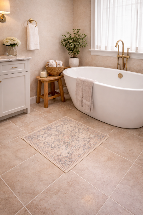 Antique Muted Floral 1'7X1'8 Distressed Vintage Oriental Square Rug