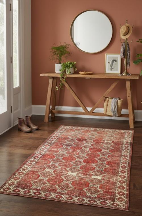 Antique Muted Red Tribal 4X6 Distressed Vintage Oriental Rug