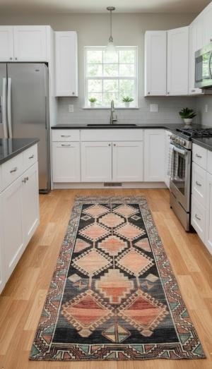 Antique Muted Brown Tribal 3'6X7'8 Distressed Vintage Oriental Runner Rug