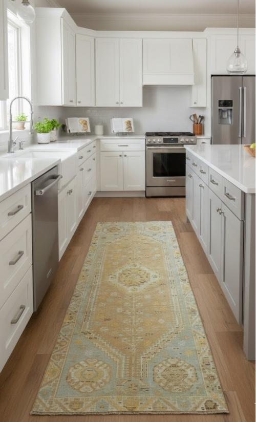 Antique Muted Peach Tribal 4X9 Distressed Vintage Oriental Runner Rug