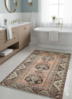 Antique Muted Tribal 4X6'5 Distressed Vintage Oriental Rug