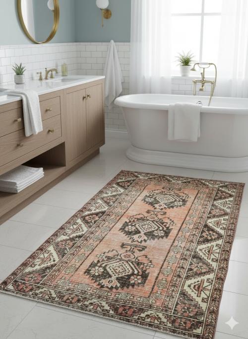 Antique Muted Tribal 4X6'5 Distressed Vintage Oriental Rug