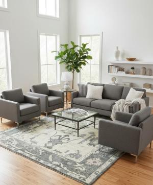 Cream Floral Oushak Peshawar 8X10 Pakistan Oriental Rug