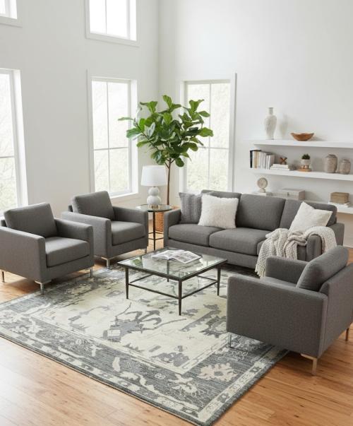 Cream Floral Oushak Peshawar 8X10 Pakistan Oriental Rug