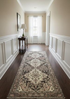 Antique Muted Brown Tribal 3'3X9'6 Distressed Vintage Oriental Runner Rug