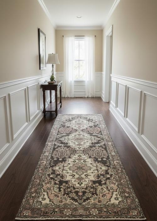 Antique Muted Brown Tribal 3'3X9'6 Distressed Vintage Oriental Runner Rug