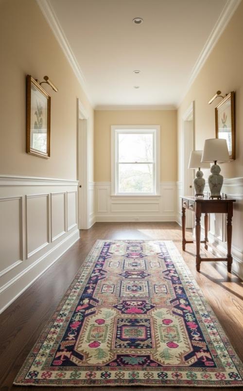 Antique Muted Tribal 4'6X9'8 Distressed Vintage Oriental Rug