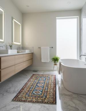 Blue Tribal Geometric 3X5 Kazak Pakistan Oriental Rug