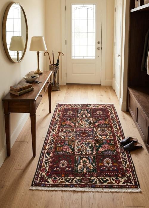 Cream Vintage Floral 4X5 Tribal Bakhtiari Persian Oriental Rug
