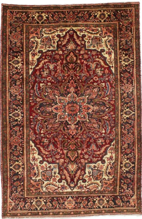 Red Floral 7'4x11'4 Heriz Oriental Persian Area Rug