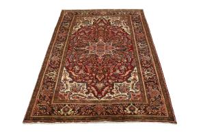 Red Floral 7'4x11'4 Heriz Oriental Persian Area Rug