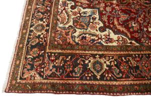 Red Floral 7'4x11'4 Heriz Oriental Persian Area Rug