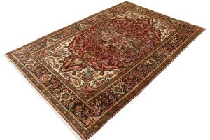 Red Floral 7'4x11'4 Heriz Oriental Persian Area Rug