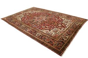 Red Floral 7'4x11'4 Heriz Oriental Persian Area Rug