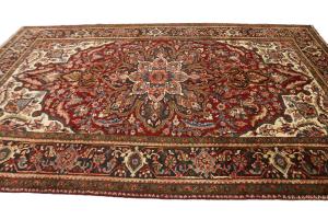 Red Floral 7'4x11'4 Heriz Oriental Persian Area Rug