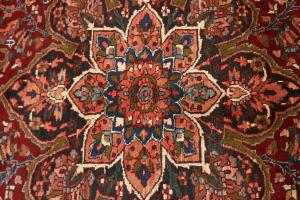 Red Floral 7'4x11'4 Heriz Oriental Persian Area Rug