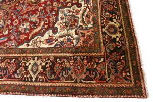 Red Floral 7'4x11'4 Heriz Oriental Persian Area Rug