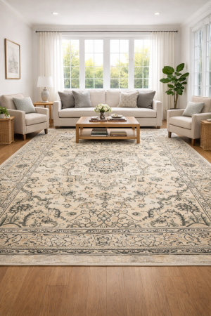 Antique Muted Floral 6'4X9'6 Distressed Vintage Oriental Rug