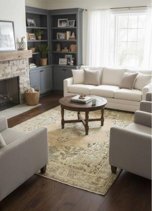 Semi Antique Muted Floral 7X10 Distressed Vintage Oriental Rug